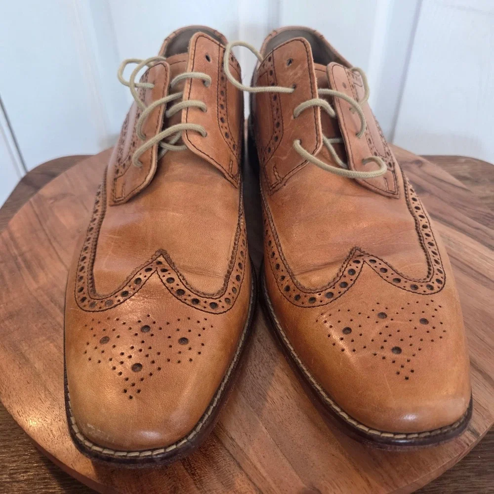 Cole Haan Williams Wingtip Oxford British Tan Leather Dress Shoes C09303 Mens 11